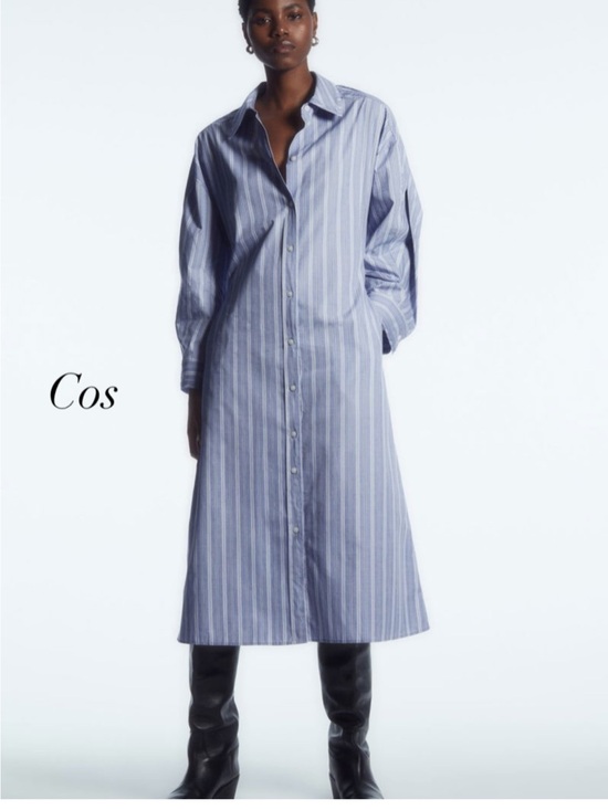 COS Dresses & Skirts - COS Pinstriped Cotton Midi Shirt Dress Blue White
Stripe - Women's US 10 / EU 42